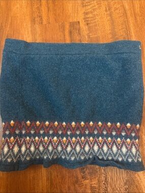 Teal Fair Isle Mini Skirt with Geometric Border